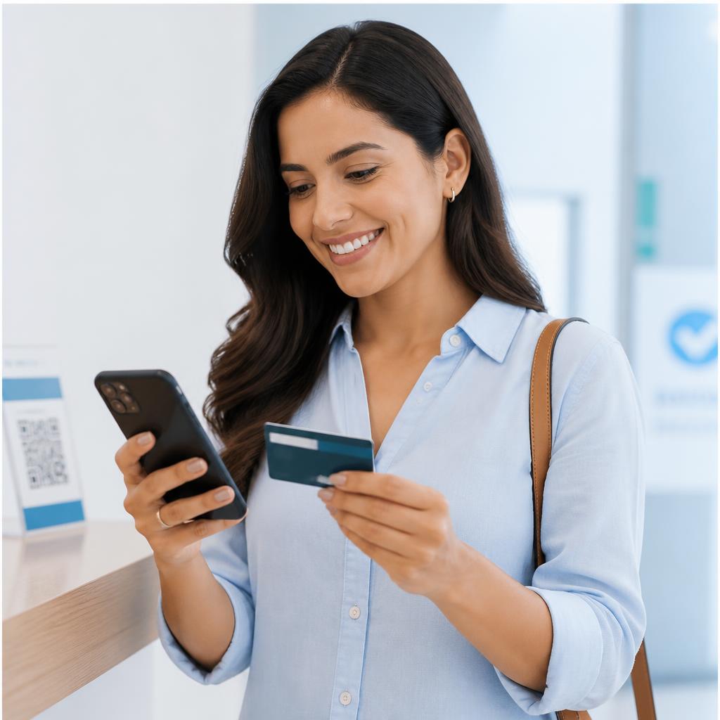 Persona realizando un pago digital desde su teléfono celular